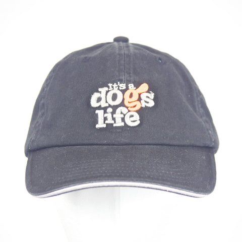 It's a dogs life Embroidered Baseball Cap - Washed Black DG19