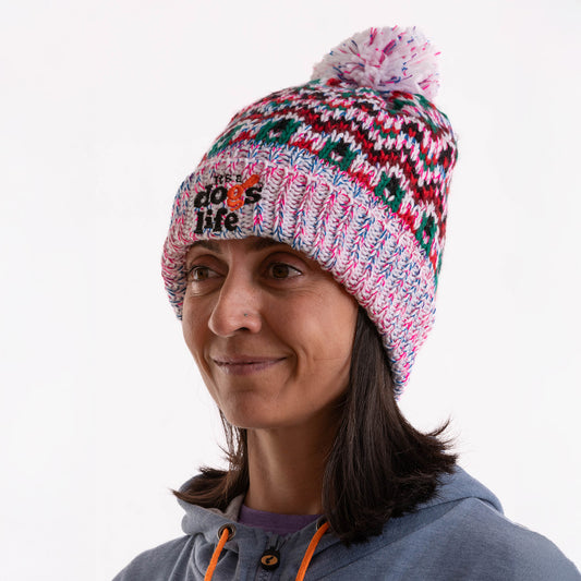 Blizzard Beanie Fair Isle style with Pom - Sherbert